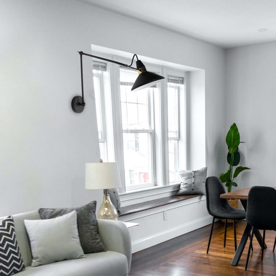 Lámpara de pared, aplique negro ajustable , para living, dormitorio , comedor