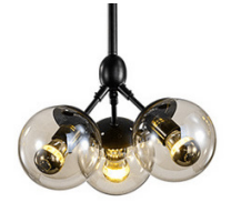 Lámpara Colgante con 3 esferas de vidrio transparente, luminarias para living, lámparas para comedor, lámpara para dormitorio